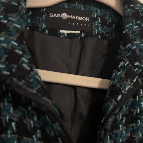 Vintage Sag Harbor Teal and Black Checkered Blazer - Picture 2 of 2